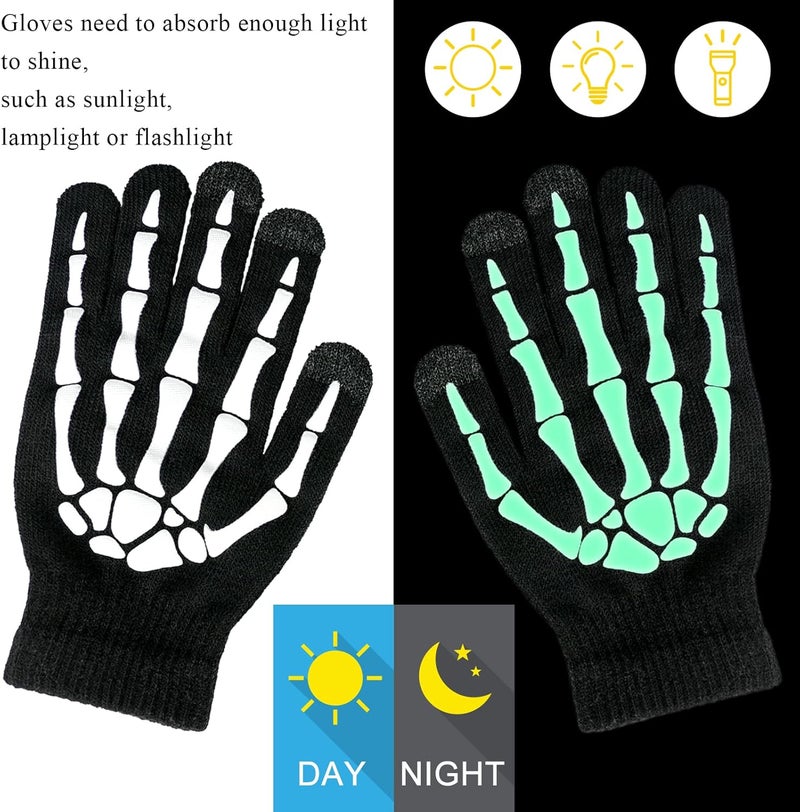 Mr Warm Halloween Skeleton Gloves,Full Finger Skeleton Pattern Gloves Cosplay Costume Accessories for Men Women Adults - Image 4